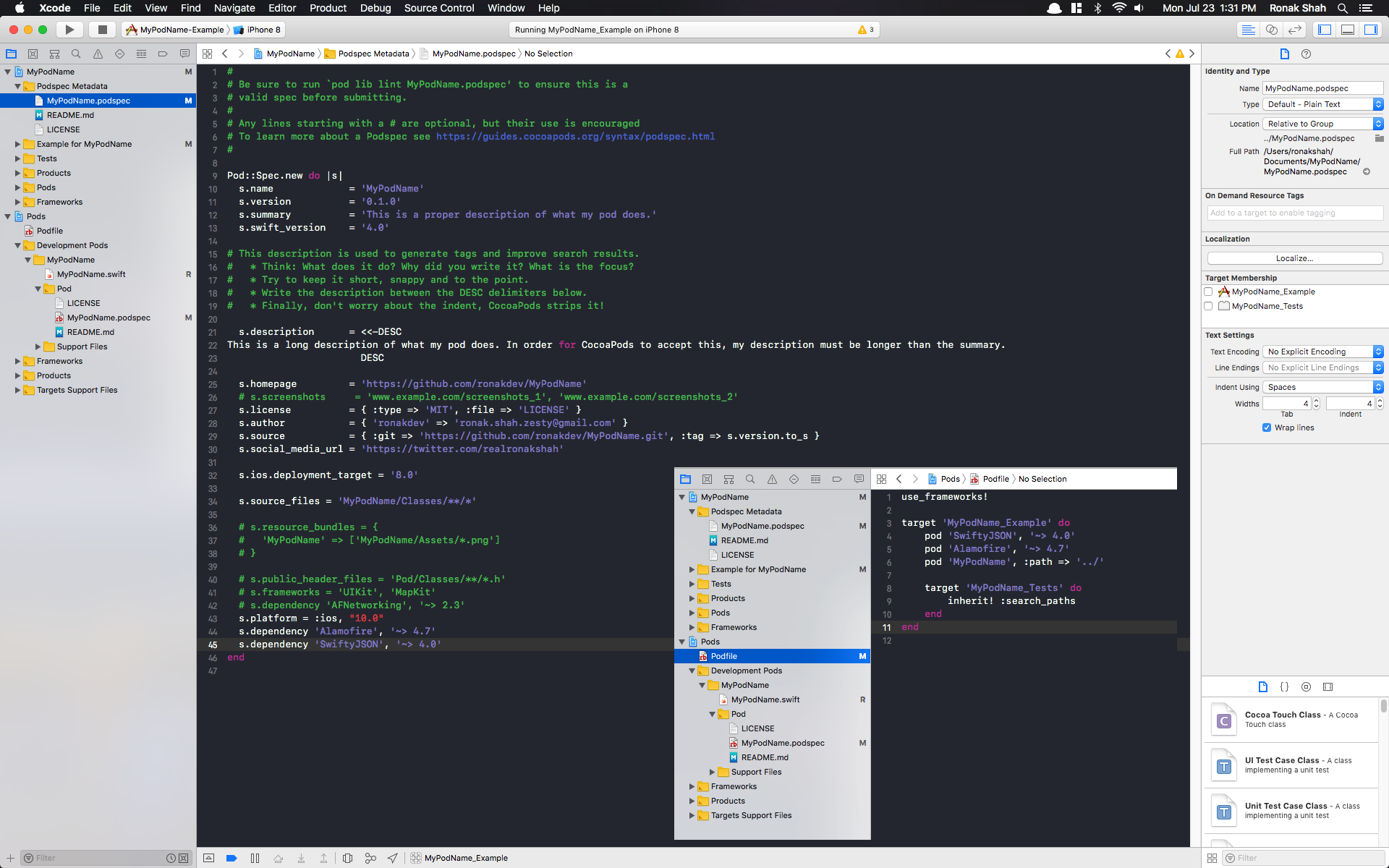My Podspec and Podfile