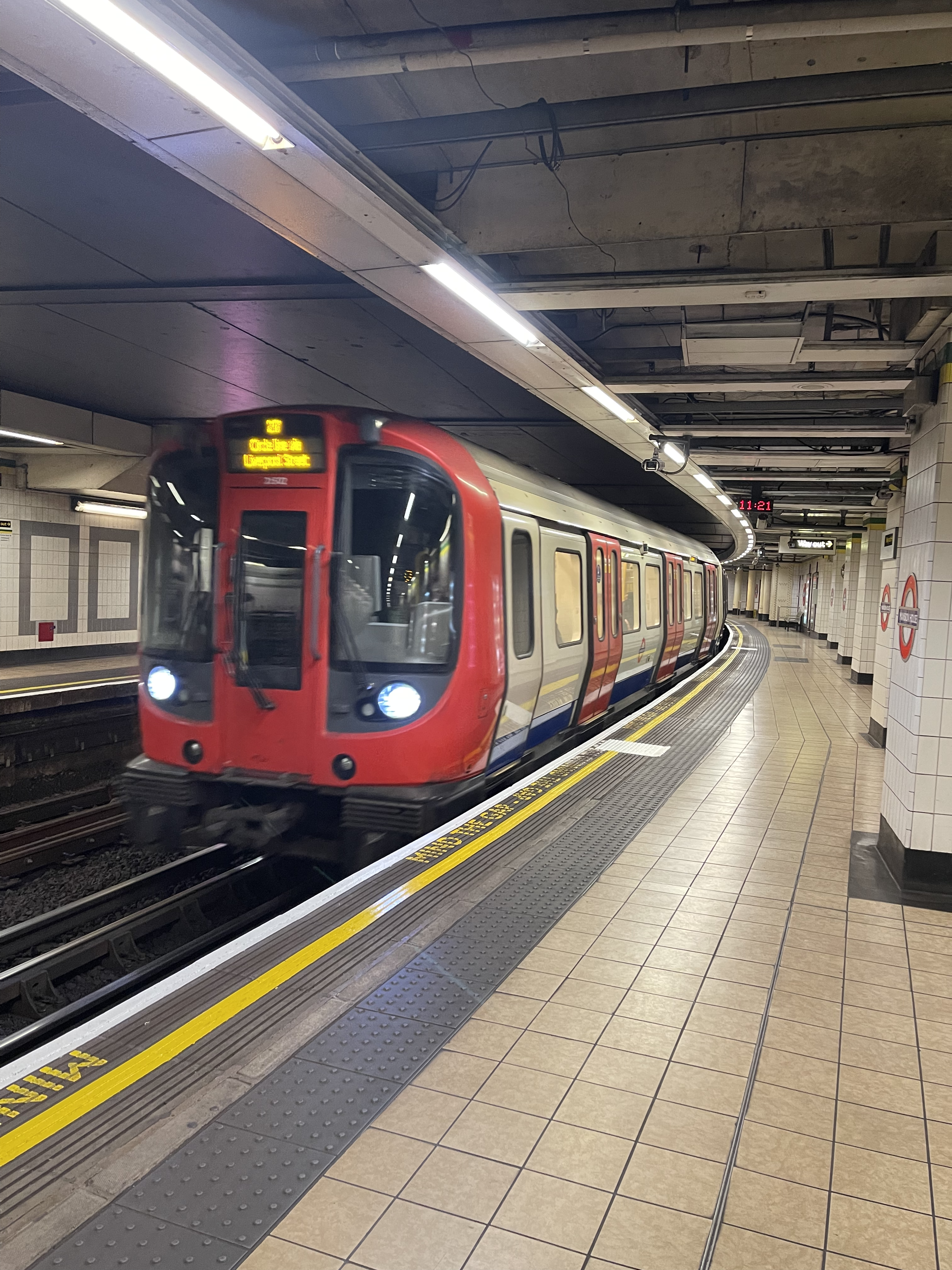 The tube coming into the station